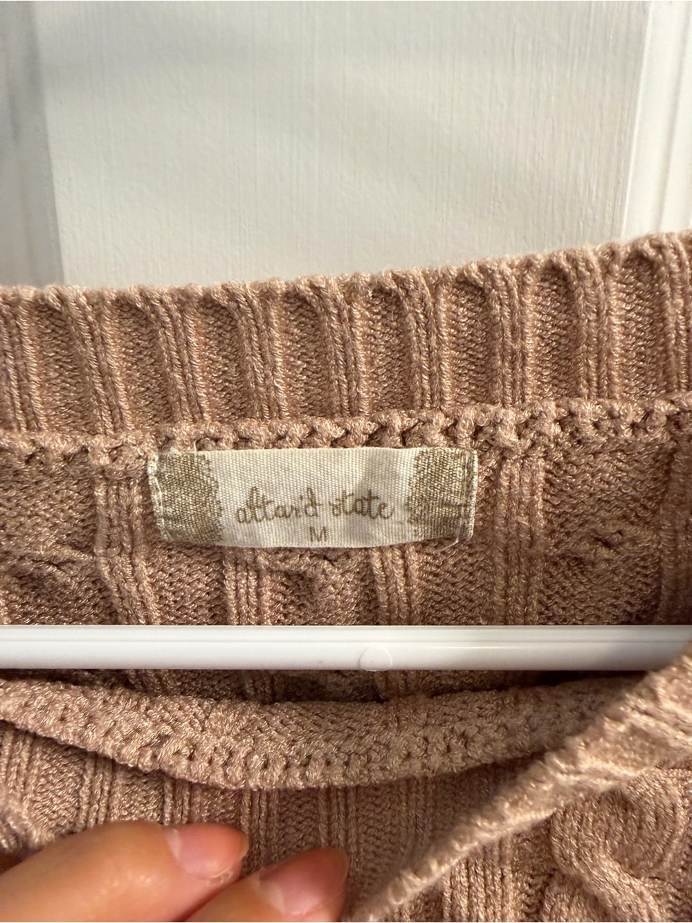 Altar'd State Cable Knit Cropped Sweater - Beige - Picture 2 of 3